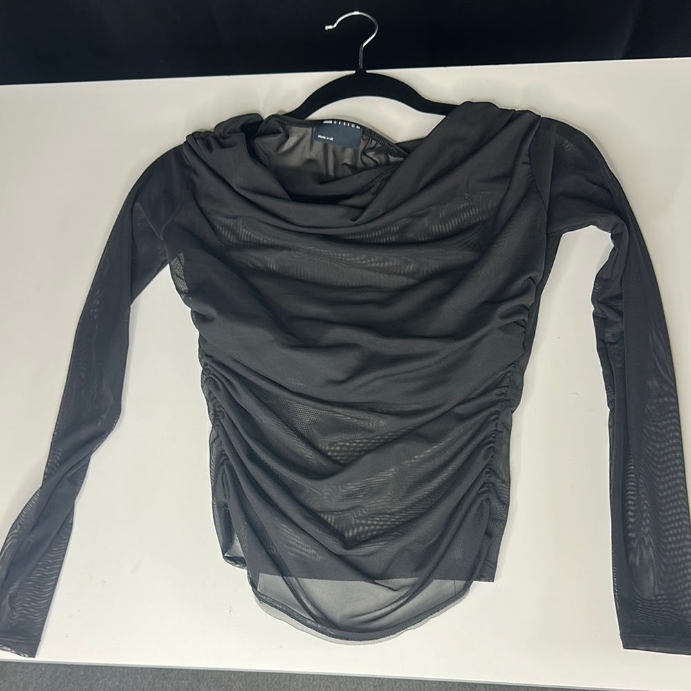 ASOS off the shoulder long sleeve mesh top